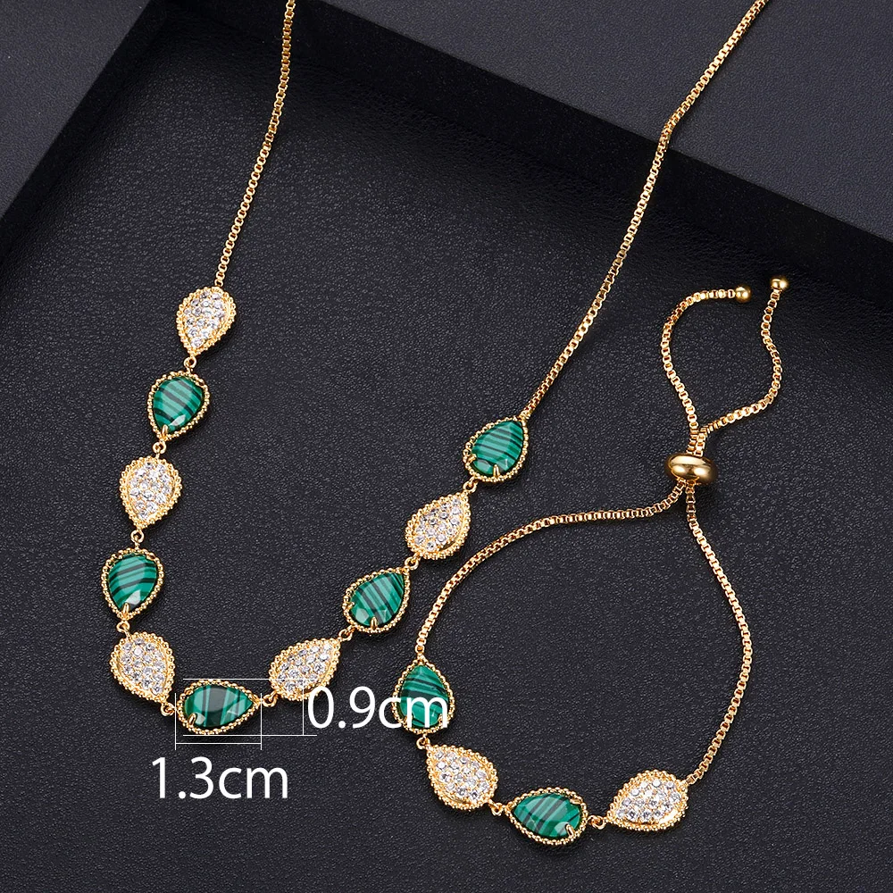 janekelly Luxury cubic zirconia necklace bracelet 2pcs dubai full jewelry set for women bridal dress dinner | Украшения и
