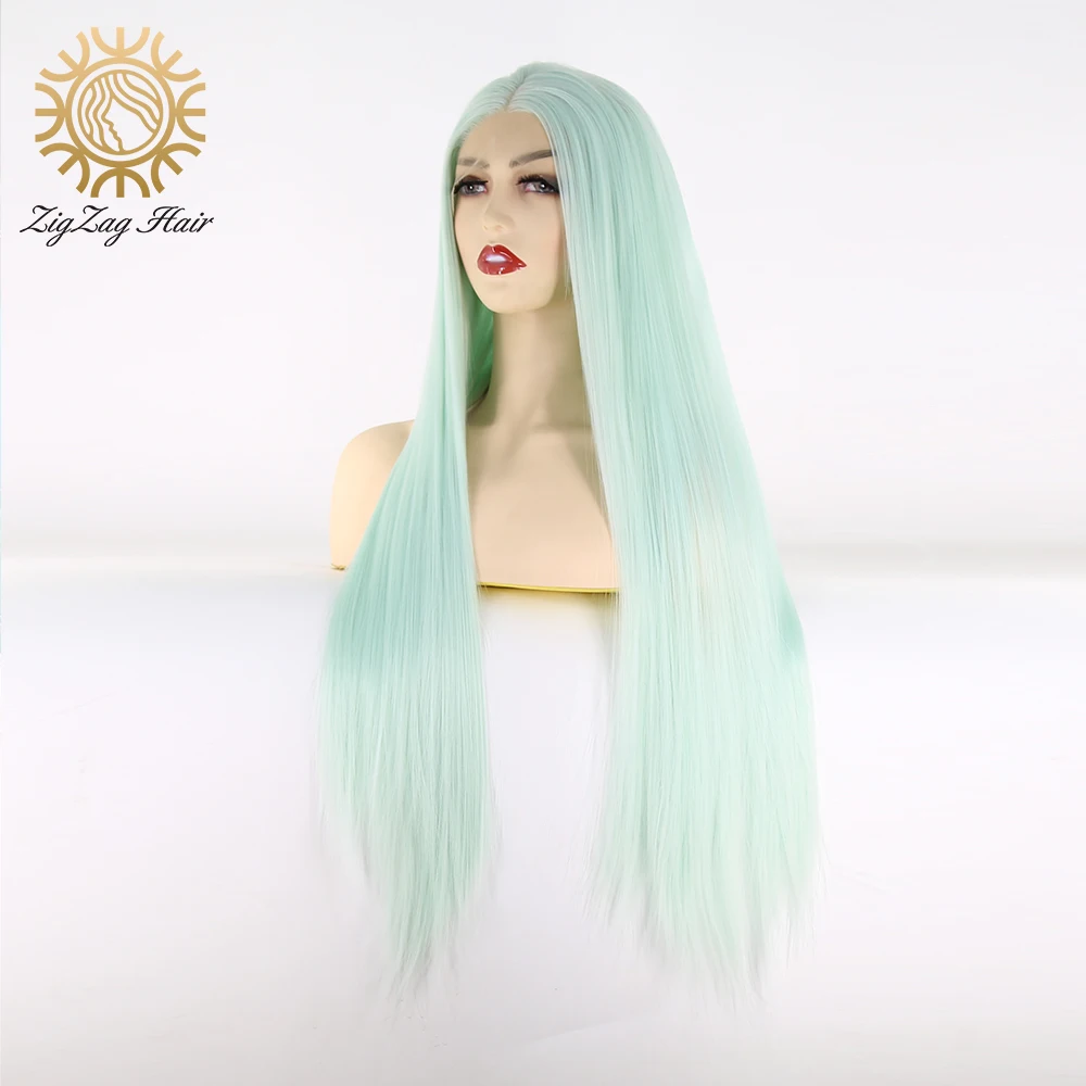 BTWTRY средняя часть светильник мяты с прямыми волосами парик синтетические