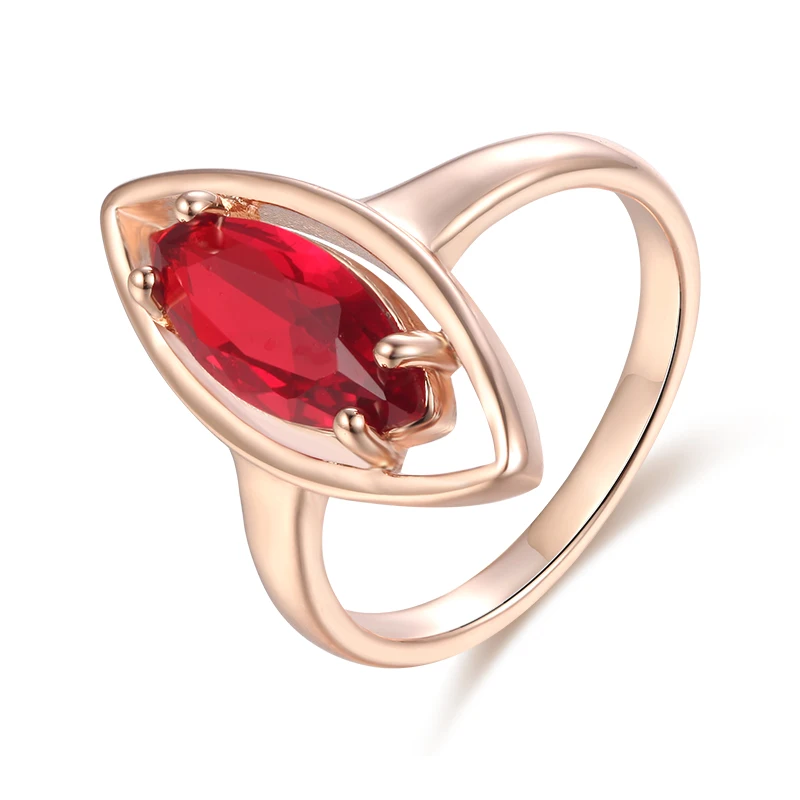 FJ 10 мм Широкие женские Кольца из розового золота 585 пробы с красным камнем и