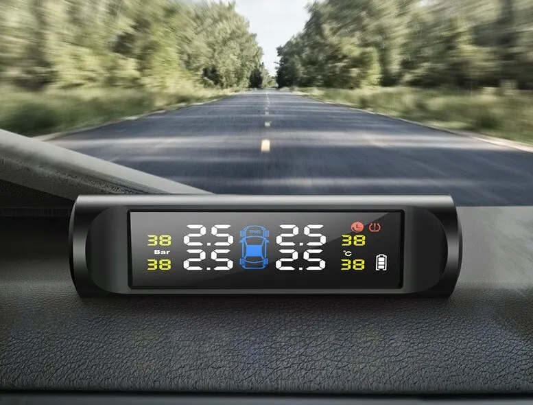 E- Solar Power Tyre Pressure Temperature Warning TPMS Car Tire Alarm Monitor System Auto Security Systems | Автомобили и