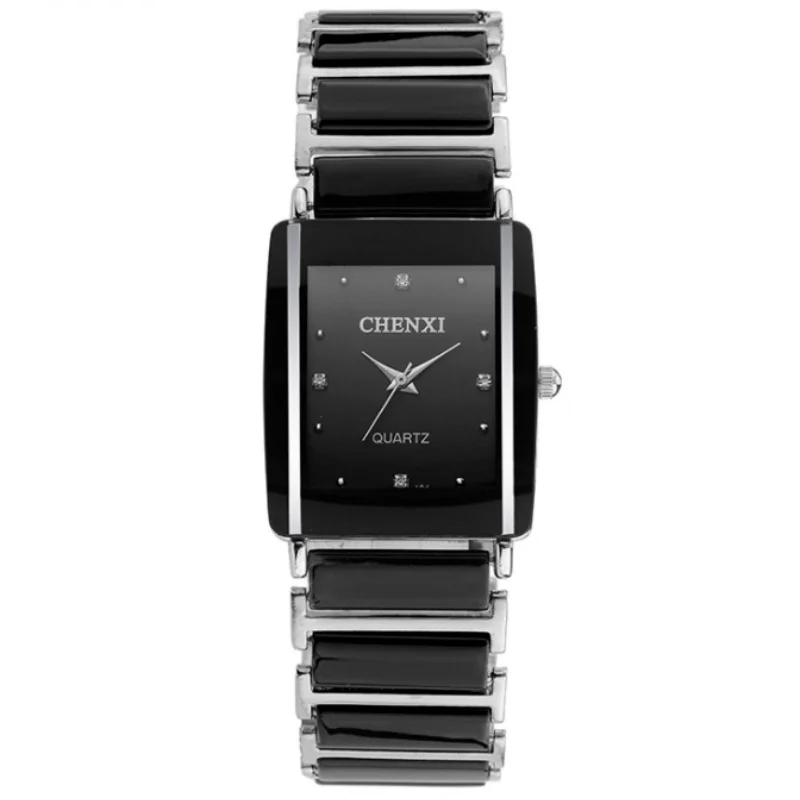 

Новинка лета 2021, квадратные часы для пары, складные прямоугольные мужские часы из сплава, женские керамические часы, модные простые кварцев...