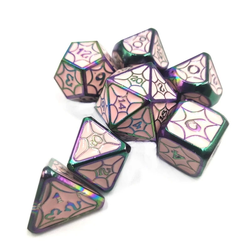 

Металлические полигедральные кубики 7x, D4, D6, D8, D10, D12, D20 с цифрами, для вечевечерние, семейных игр, гравировка, Обучающие игрушки, аксессуары