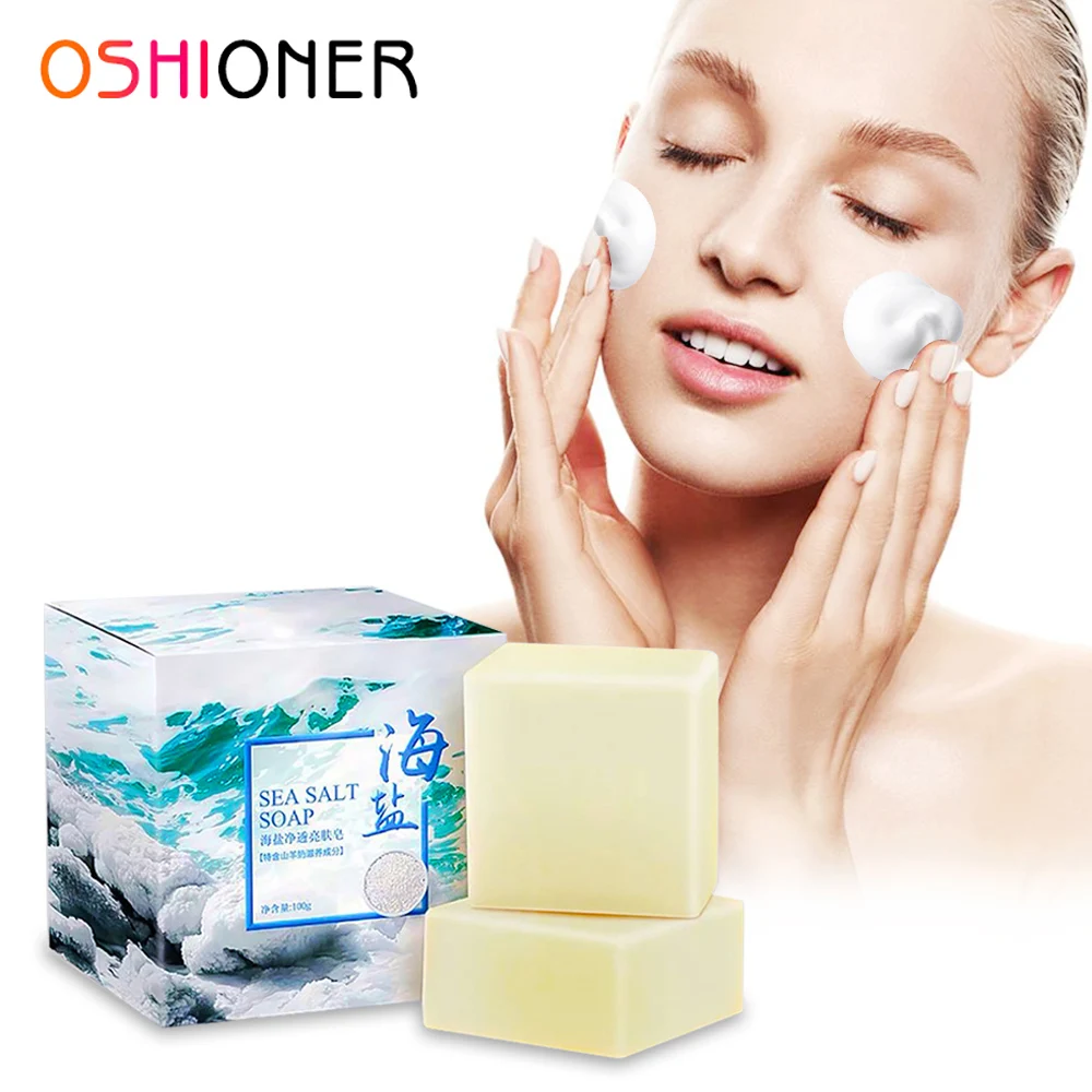 100g Морская соль мыло чистящее средство для удаления прыщей поры акне Уход