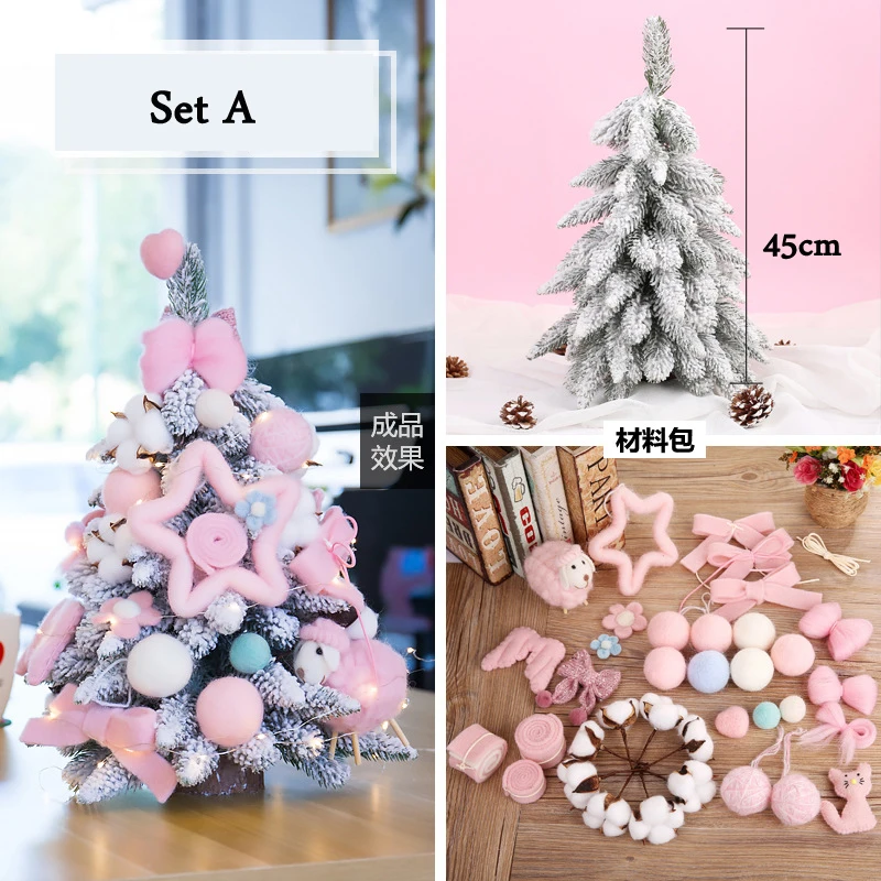 Set A 45 см/50 см/60 см мини-искусственная столешница для украшения снежной елки светодиодный Декор для дома рождественские украшения DIY подарок на год - Цвет: Set A