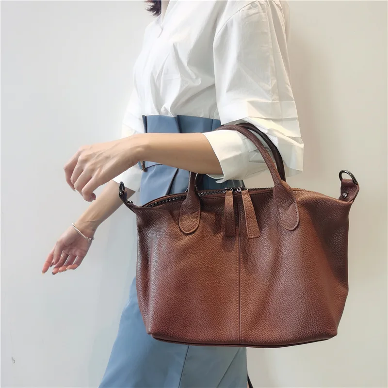 Soft Genuine Leather Handbag for Women Fashion Briefcase High Quality Cowhide Leather Shoulder Bag Lady Large Crossbody Bag