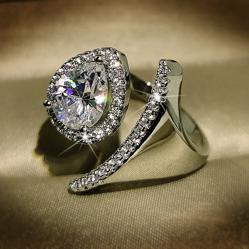 

14K White Gold color Diamond Ring for Women Fine Anillos De Bizuteria Bijoux Femme with Cushion Zirconia Gemstone Gold Rings