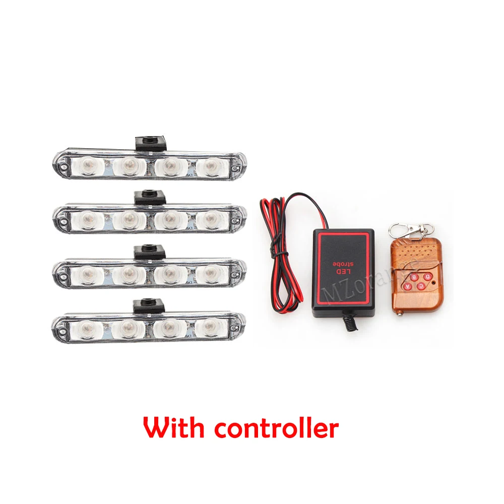 With controller 4x4/светодиодный DRL скорая помощь полицейский светильник 12 В стробоскоп Предупреждение ющий светильник 4 в 1 беспроводной дистанционный автомобильный Грузовик светильник мигающий пожарный светильник s - Цвет: With controller