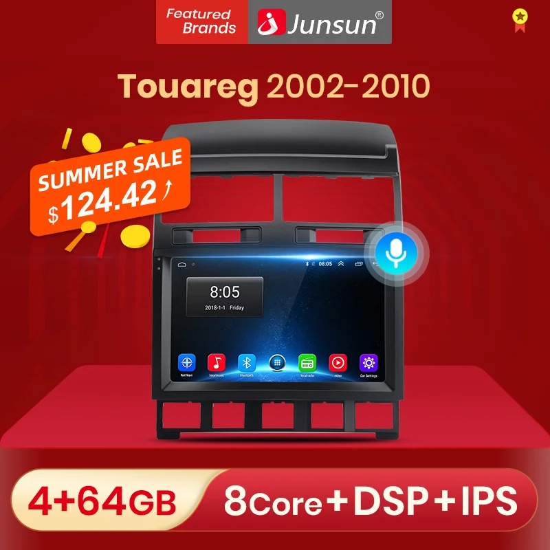 Автомагнитола Junsun V1 для Volkswagen Touareg мультимедийный видеоплеер на Android 10 0 DSP GPS dvd 2002