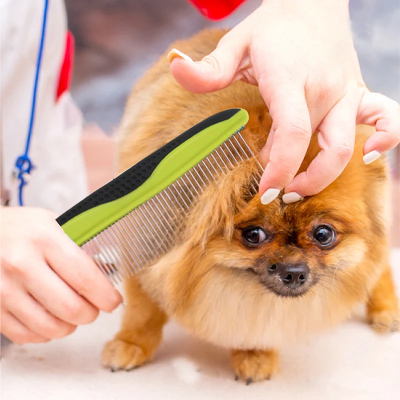 

Pet Comb Stainless Steel Needle Dog Comb Professional Grooming Brush Handle Pet Hair Remover Pet Grooming Massage Tool Supplies