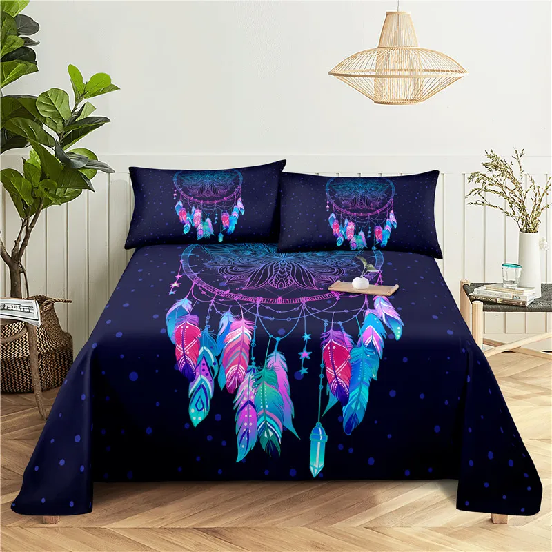 

Dream Catcher 0.9/1.2/1.5/1.8/2.0m Digital Printing Polyester Bed Flat Sheet With Pillowcase Print Bedding Set