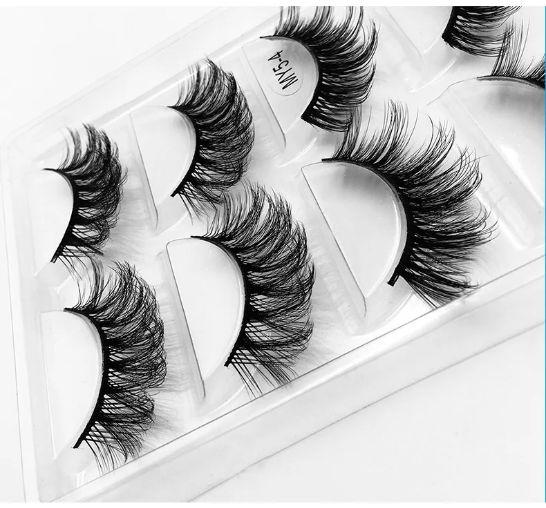 

50 Pairs (5 Pack) 5D Mink Wimpers Natuurlijke Valse Wimpers Dramatische Pluizige Zachte Piekerige Volume Cross Wimper Make-Up