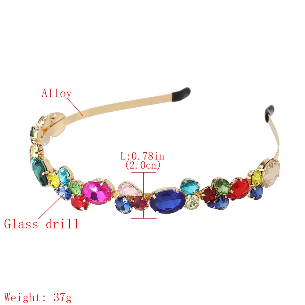 

Colorful Gem Baroque Geometric Glass Diamond Headbands For Women Crystal Hair Accessories Headband Girls Crown Flower Hairbands