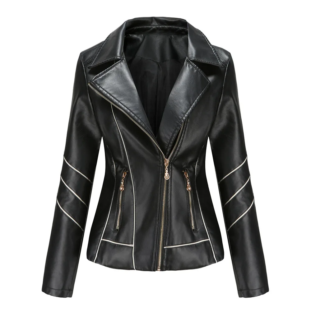 

PU Jacket Women New Short Faux Soft Leather Jacket Women Fashion Zipper Motorcycle PU Leather Jacket Ladies Basic Street Coat