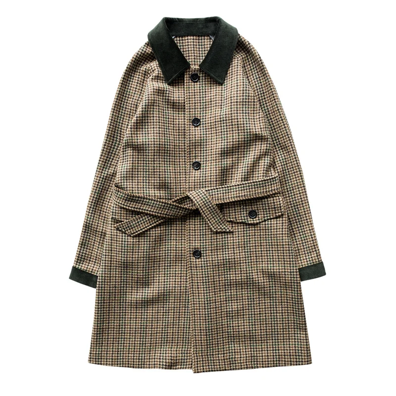 

Длинный мужской шерстяной тренчкот Balmacen накидка с зубцами в стиле Хаунд Классическая винтажная ветровка элегантная женская уличная одежда