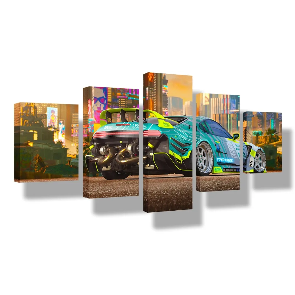 

Modular Car Poster Wall Art Canvas HD Print Picture 5 Pieces Game Luxury Sports Car Painting Modern Living Room Home Decor Frame