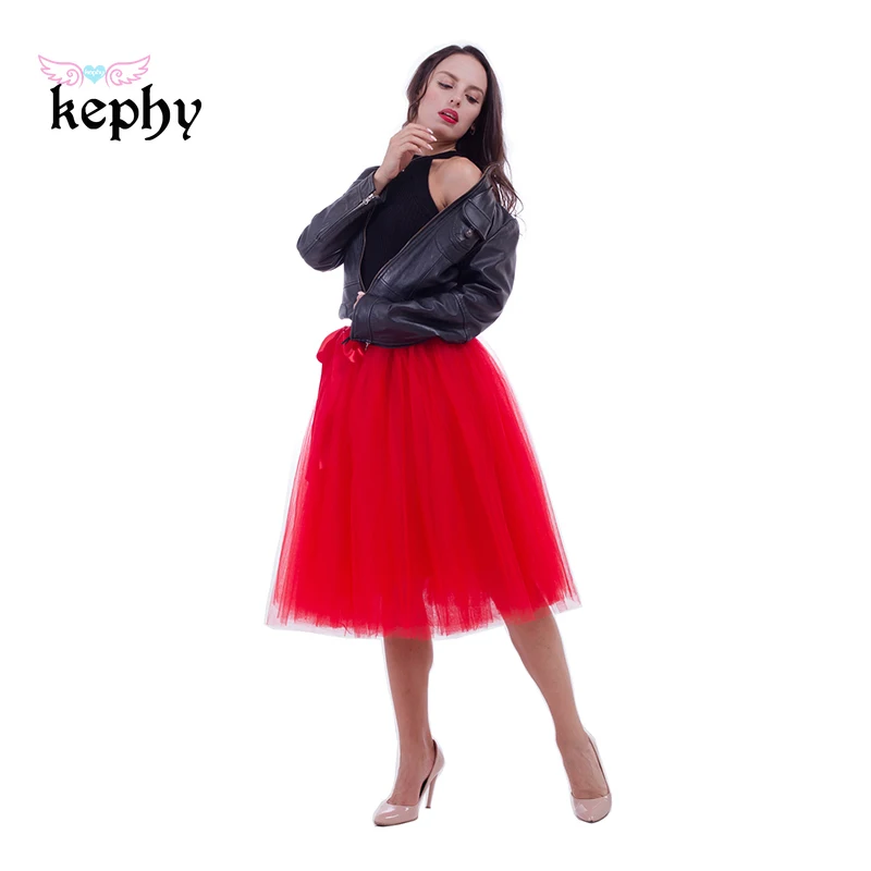 7 слоев 65 длинная красная юбка длиной до колена пачка для танцев Девочек Пышные