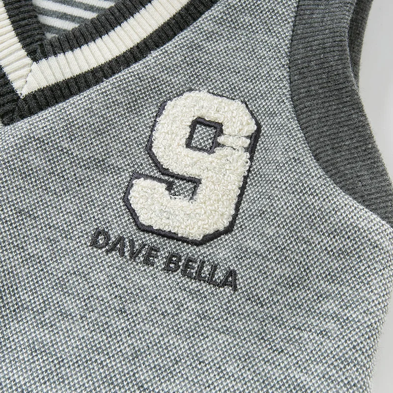 Dave bella/Весенний свитер без рукавов для маленьких мальчиков вязаный детский жилет