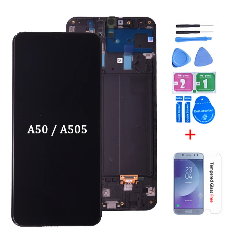 

AAA Display For Samsung Galaxy A50 SM-A505FN/DS A505F/DS A505 LCD Touch Screen Digitizer With Frame For Samsung A50 lcd