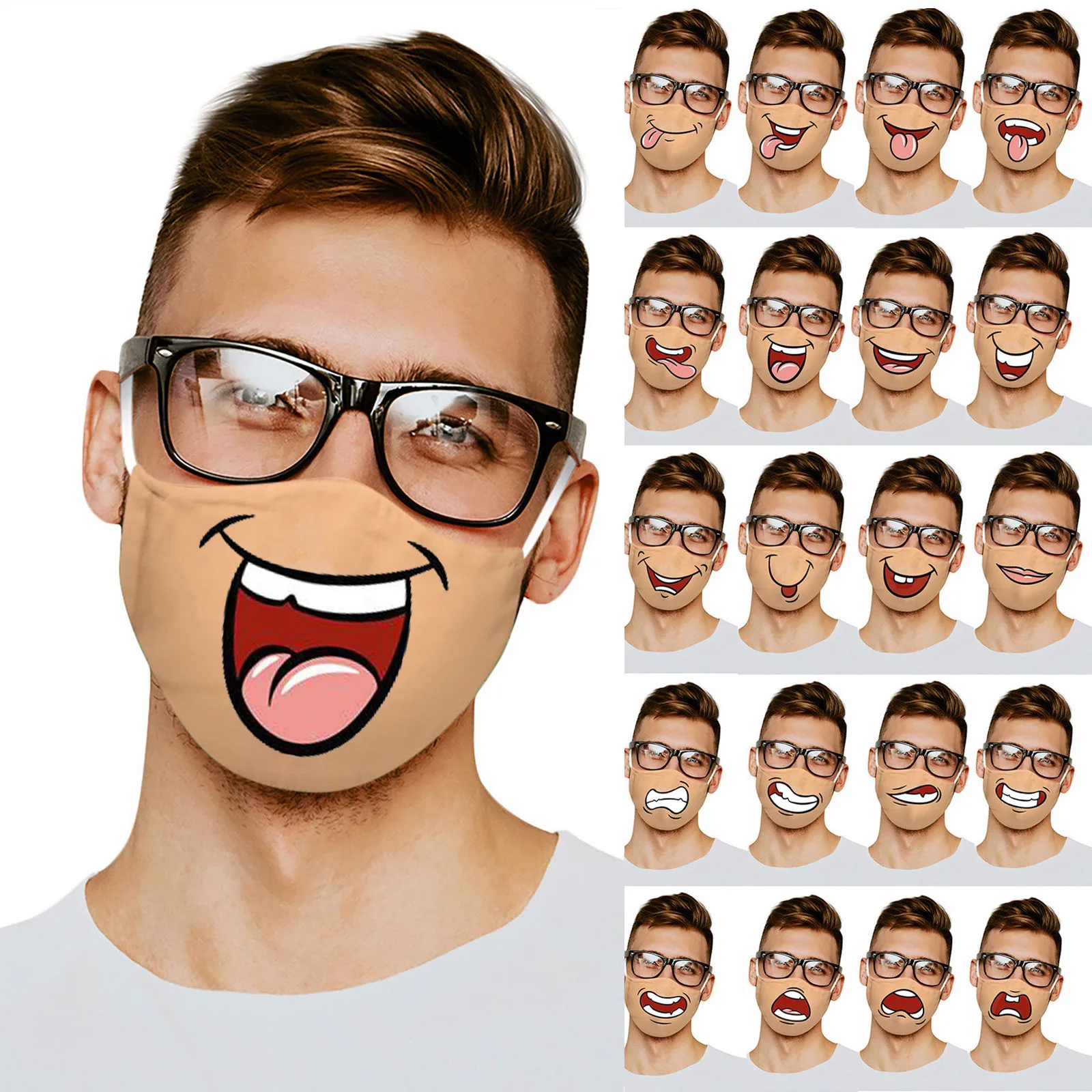 Хлопковая смешная моющаяся маска для рта Пылезащитная лица с мультяшным