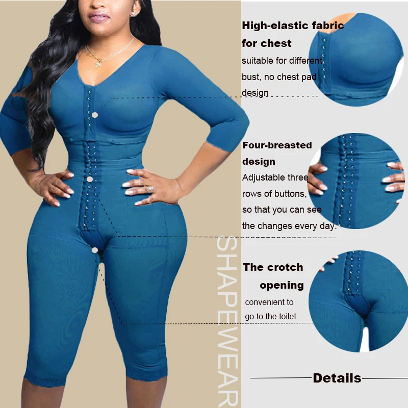 Full Body Support Arm Compression Skims Shrink Waist With Built In Bra Corset Minceur Slimming Sheath Woman Flat Belly bbl post
