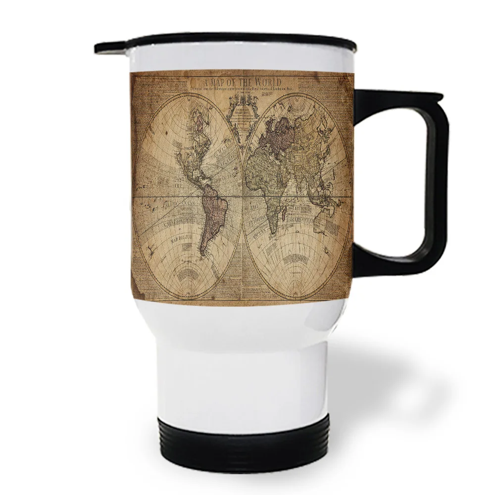 Карта мира винтажная морская старинная кофейная кружка с защитой от проливания