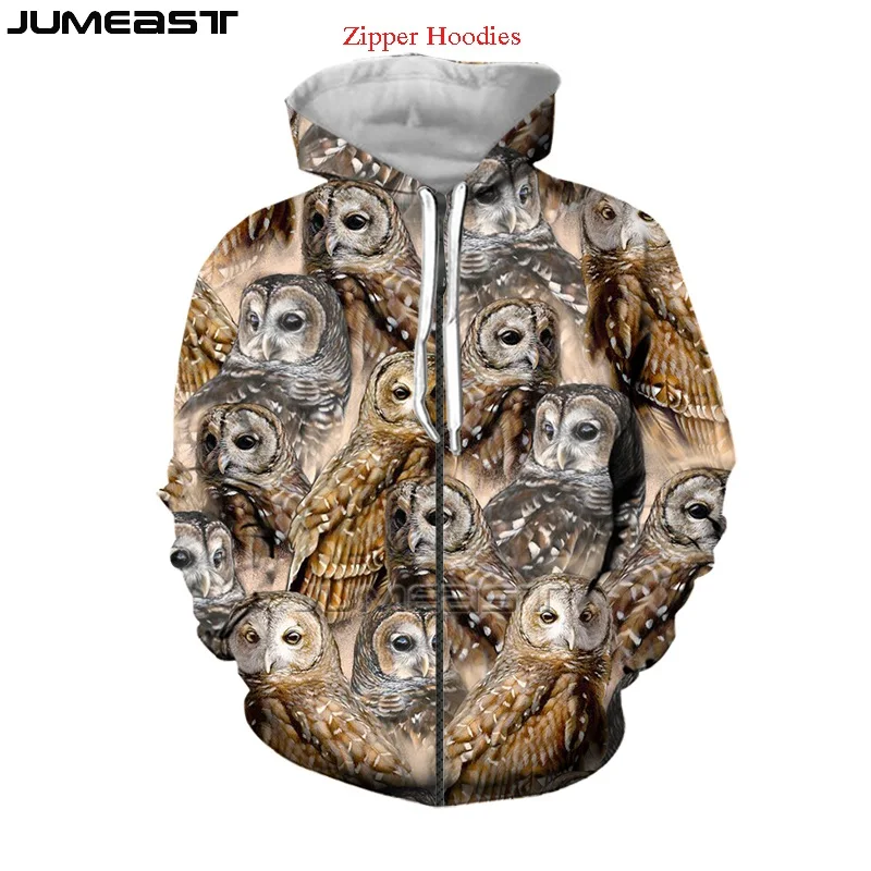 

Jumeast Men's Clothing Sweatshirts Animal Owl Oversized Women Coat Harajuku Casual Jacket Pullover Fashion Spring Zipper Hoodies