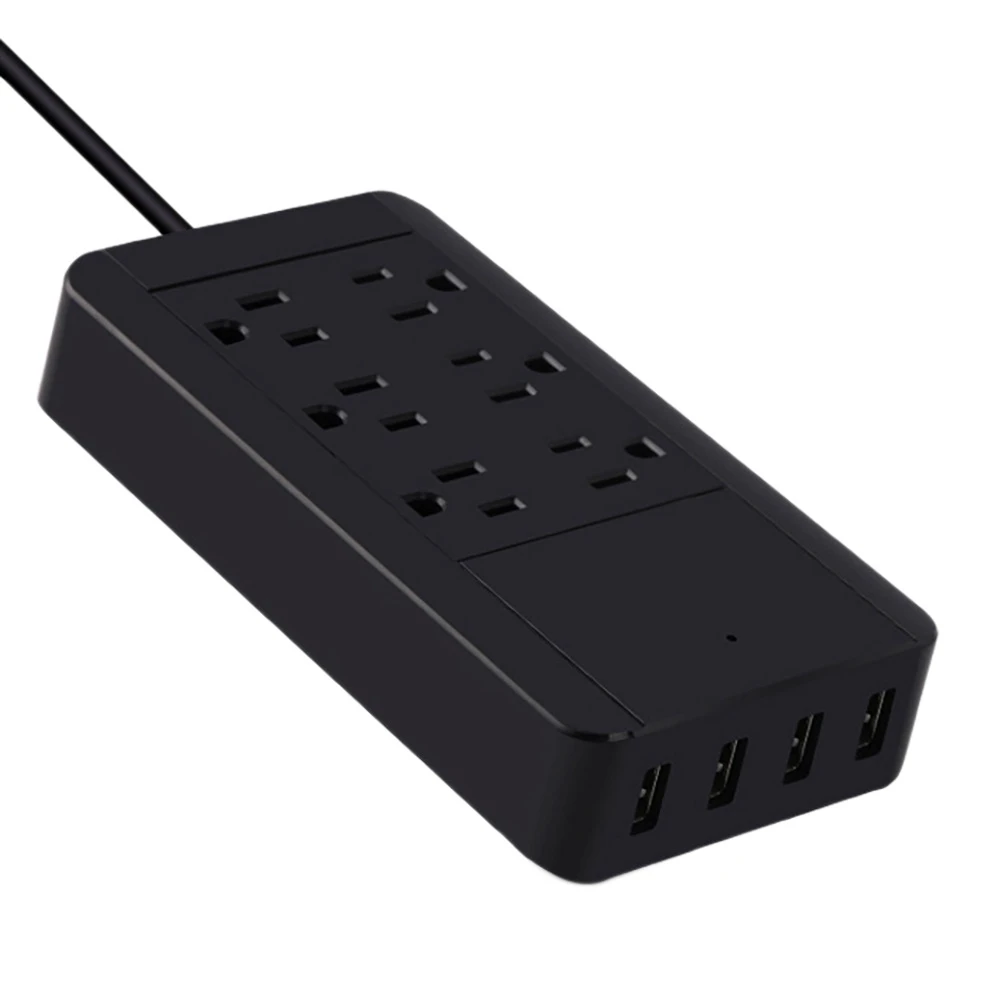 

Power Strip 2500W 15A Surge Protector With 6 Outlets And 4 USB Ports 6 Feet Extension Cord For Home Bedroom-US Plug