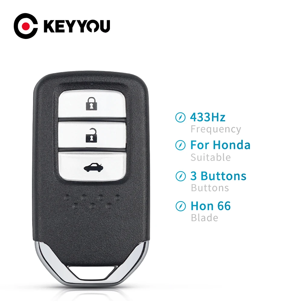 

KEYYOU 3 Buttons 433Mhz ID47 Chip KR5V2X Remote Smart Car Key For Honda Jazz CRV Pilot Accord Civic Fit Freed HRV 2014 2017