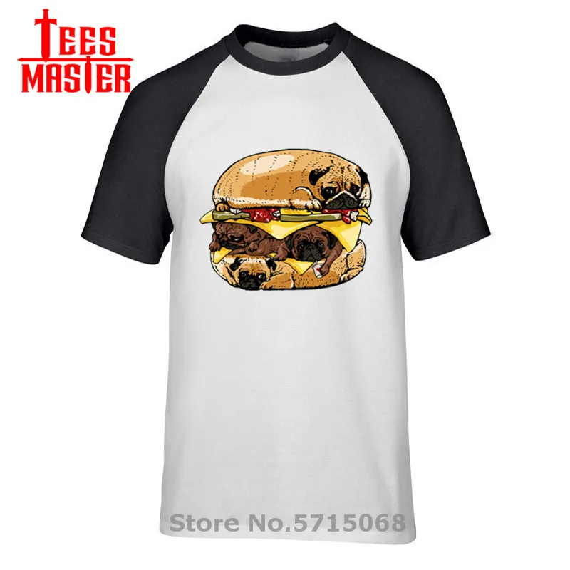 Забавные вмопсы футболка с принтом гамбургеров Мужская в виде мопса женская
