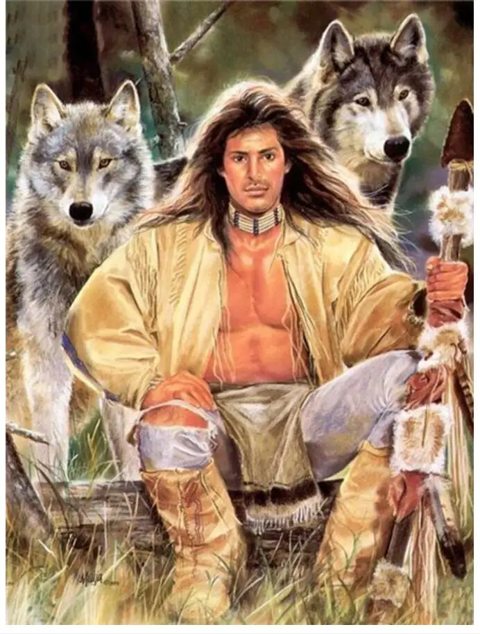 Искусственная мозаика животное волк человек алмазная живопись наборы бисера