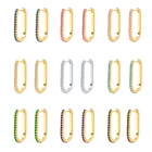 Автоклав U микро инкрустация циркон фиолетовыйбирюзовый бриллиантами Серьги стерлингового серебра Серебряные Серьги для Для женщин Серьги обручи Серьги 2021