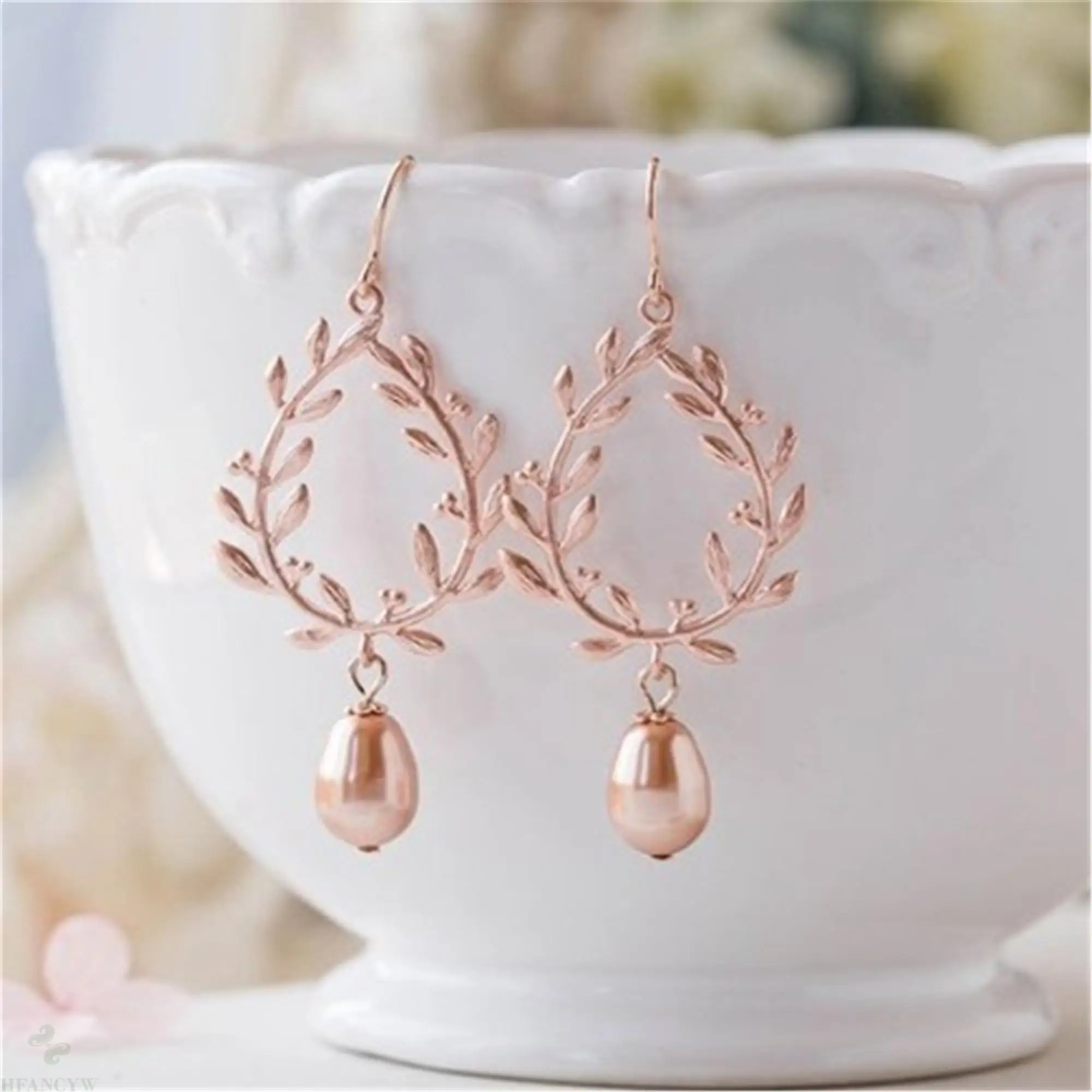 

10-11mm Pink baroque pearl earrings 18k hook diy classic jewelry elegant irregular personality accessories