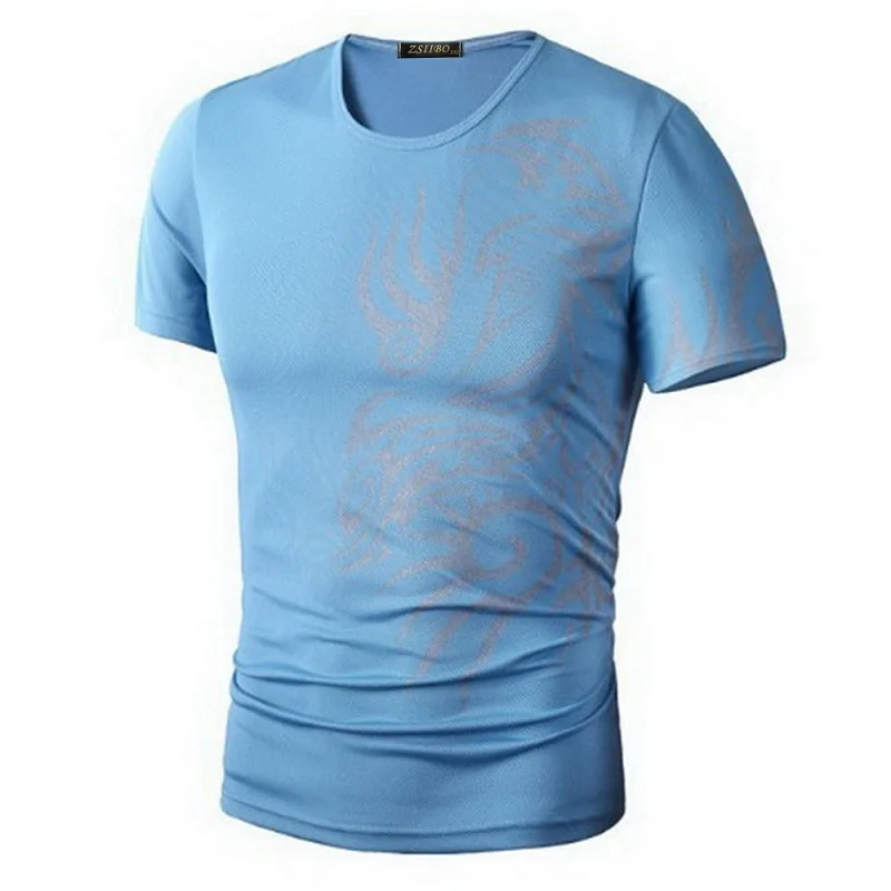 Футболка мужская быстросохнущая с принтом дракона Классическая тенниска