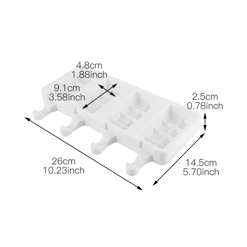 4 полости силиконовые формы для мороженого DIY Форма решетки эскимо выпечки