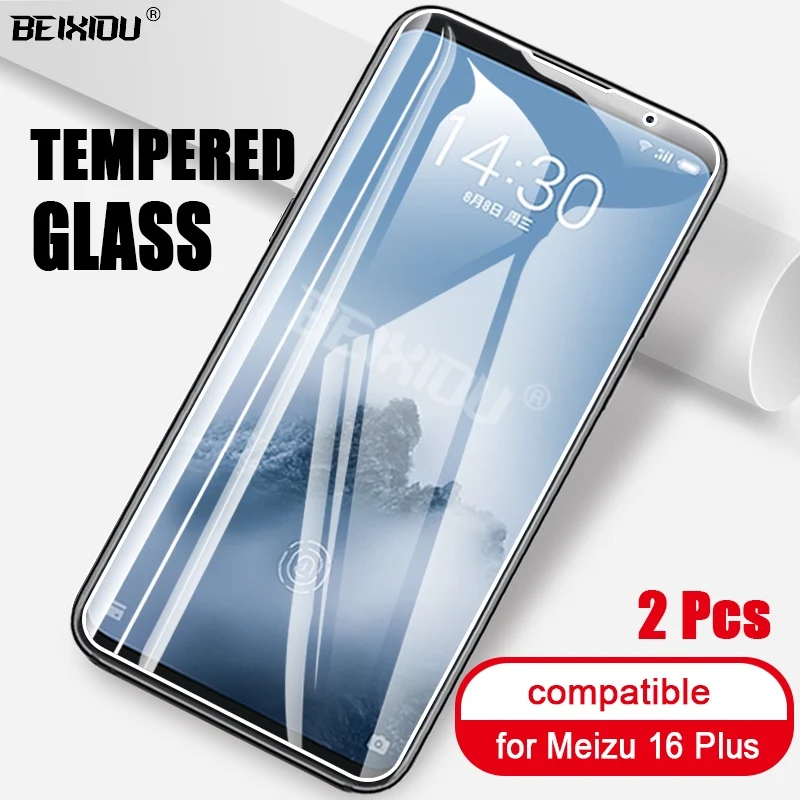 2 шт Полное закаленное стекло для Meizu 16 Plus защита экрана 2.5D 9h защитная