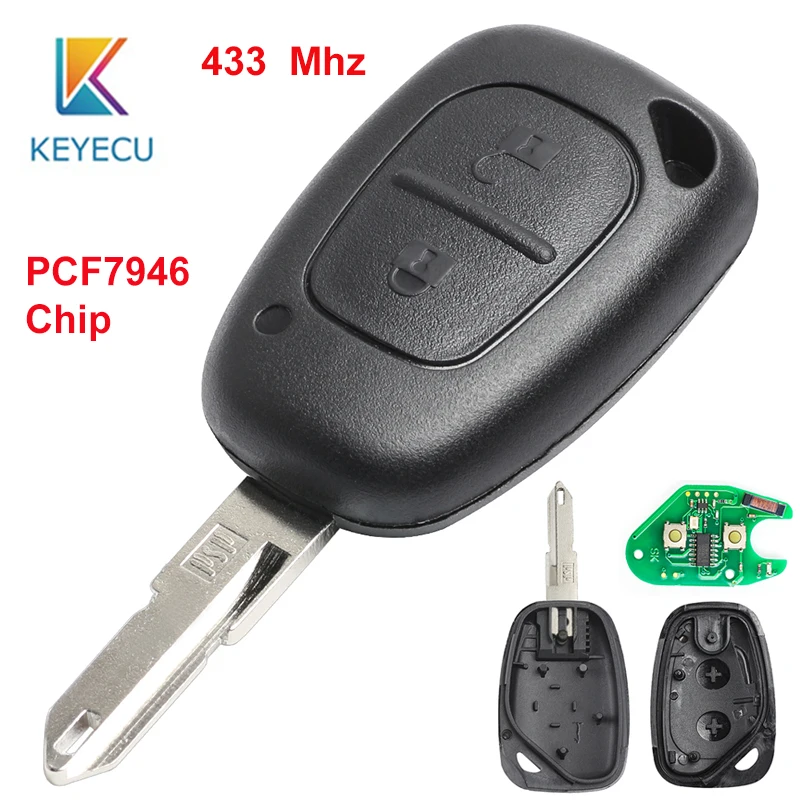 Запасная деталь KEYECU для Renault Vivaro Master Kango 2004 2005 2006 2007 2008 2 кнопки 433 МГц чип PCF7946|Ключ