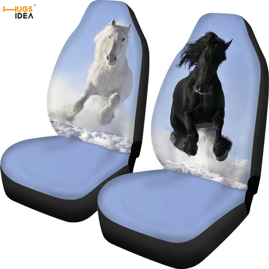Чехол на сиденье автомобиля HUGSIDEA с принтом Crazy Horse 2 шт. защитный лист белый/черный