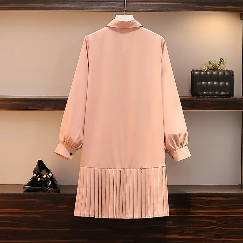 Платье большого размера женские шифоновые платья-рубашки со складками прямые