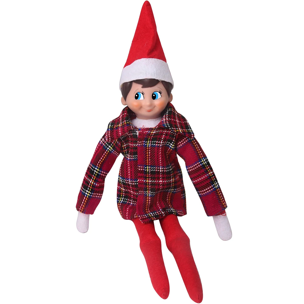 

Christmas Elf Doll Fairy Clothes Dark Red Plaid Lapel Coat Toys Accessories For Children's Christmas Gifts ElvesNo Dollm27