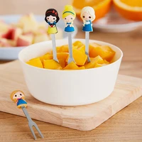 6pcsset cute cartoon princess stainless steel dessert fruit forks with holder set mini salad fruit fork food flatware