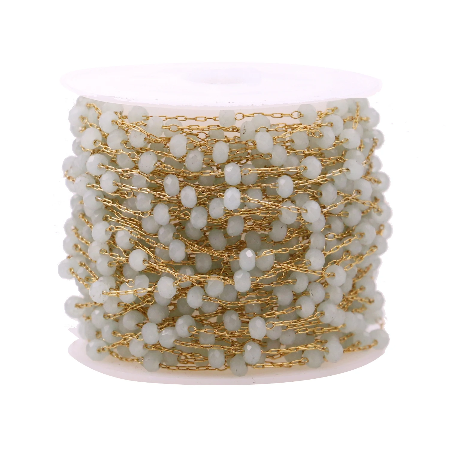 Gold Jade green 1 м тонкая нержавеющая сталь 1 мм колье цепь с бусинами шары бусы цепочка Подвески ручная работа Аксессуары материал для изготовления украшений - Цвет: Gold Jade green