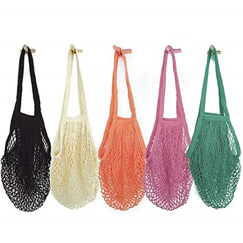 

Totes Mesh Bag Cotton String Produce Shopping Turtle-bags Grocery Long Handle Net Shoulder-Bag Fruit Vegetable Reusable