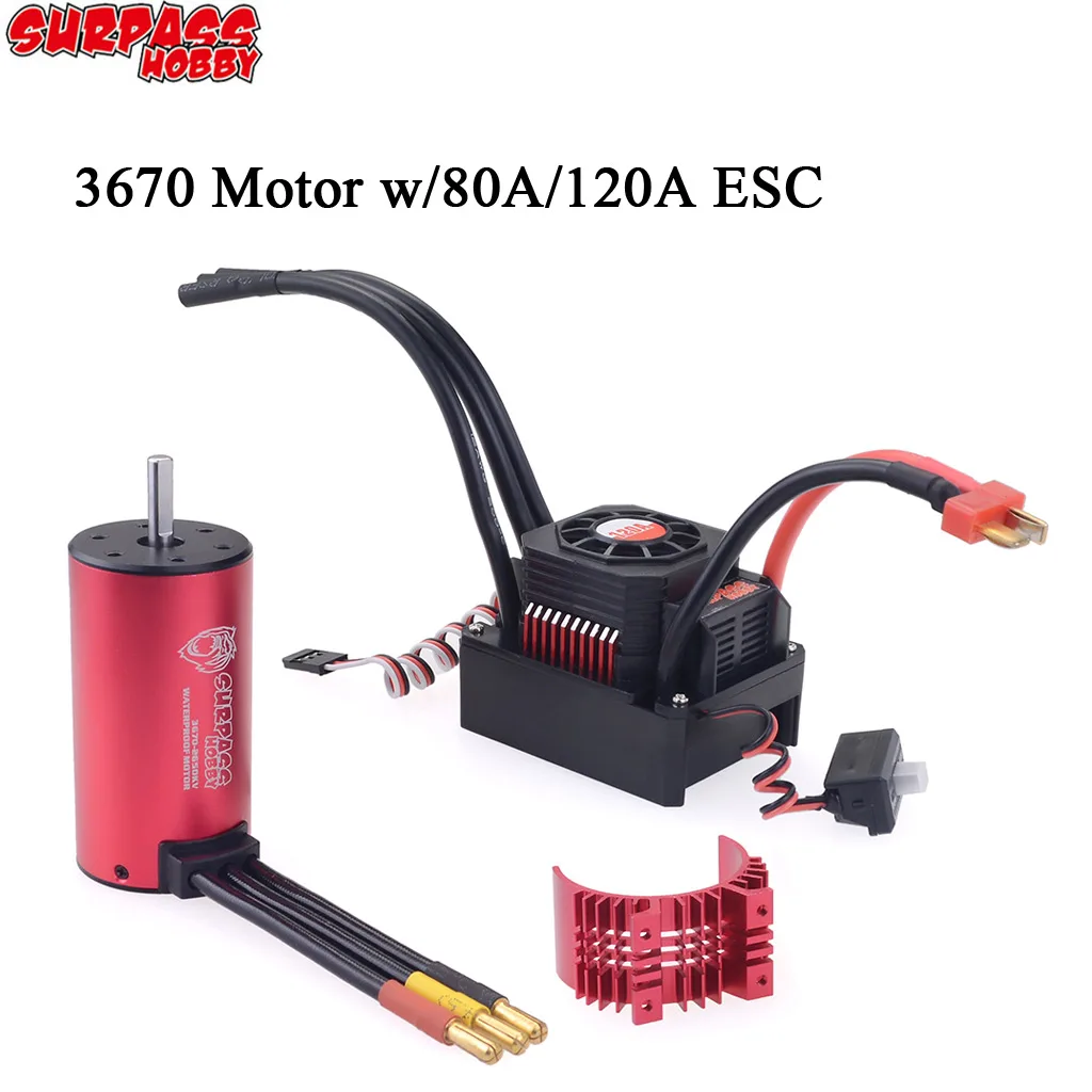 Водонепроницаемый бесщеточный двигатель Surpass Hobby 3670 1/10 кВ 1/8 кв КВ с 80 А а ESC для