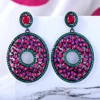 kellybola 2022 spring new trendy rose red geometric zirconia earrings womens party daily anniversary moroccan fashion jewelry