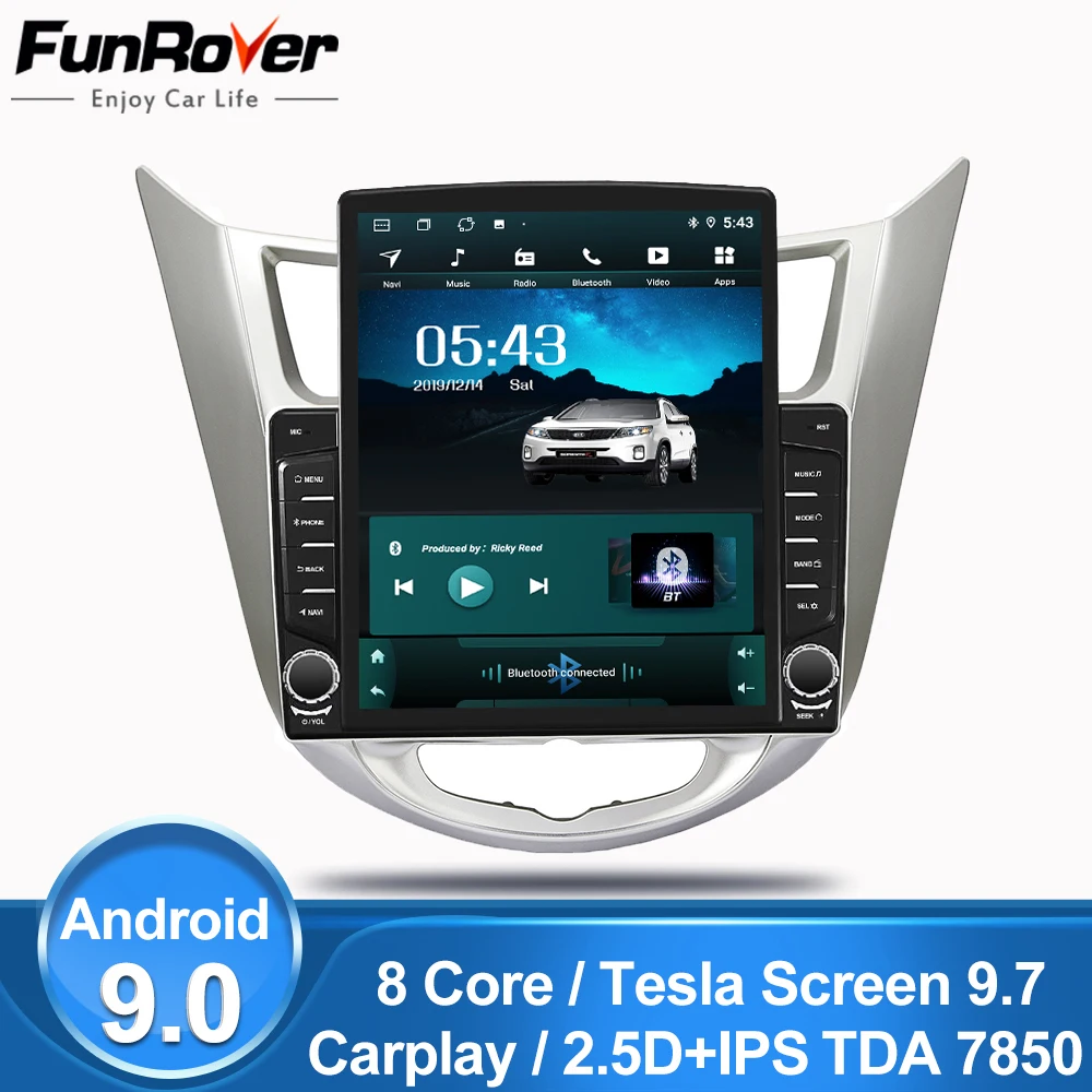 Funrover 9 7 &quotTesla экран Android 0 автомобильный мультимедийный плеер радио gps navi для Hyundai