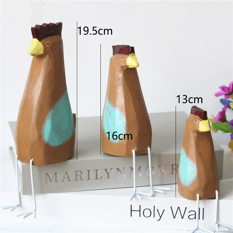 Wooden Animals Sitting Chickens Ornaments Creative Home Decoration Crafts Murals |