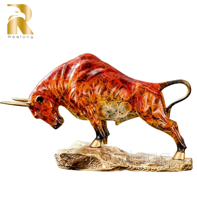 

Bronze Wall Street Bull Statue Bronze Casting Bull Sculpture Modern Art Animal Statues For Office Home Decoration Ornaments