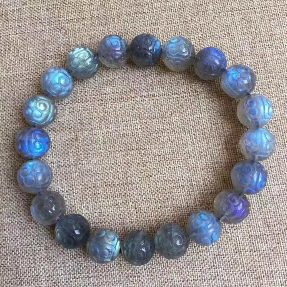 9 мм натуральный естественный синий свет Лабрадорит Кристалл Резные бусины