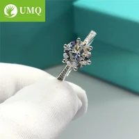 umq new popular solid 925 silver pass diamond test 2 ct excellent cut d color moissanite engagement ring gift fine jewelry