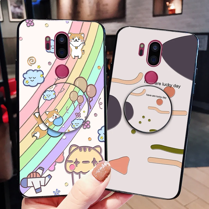 3D мультяшный чехол для телефона LG Magna G4C G4 G6 G7 ThinQ Радужный силиконовый
